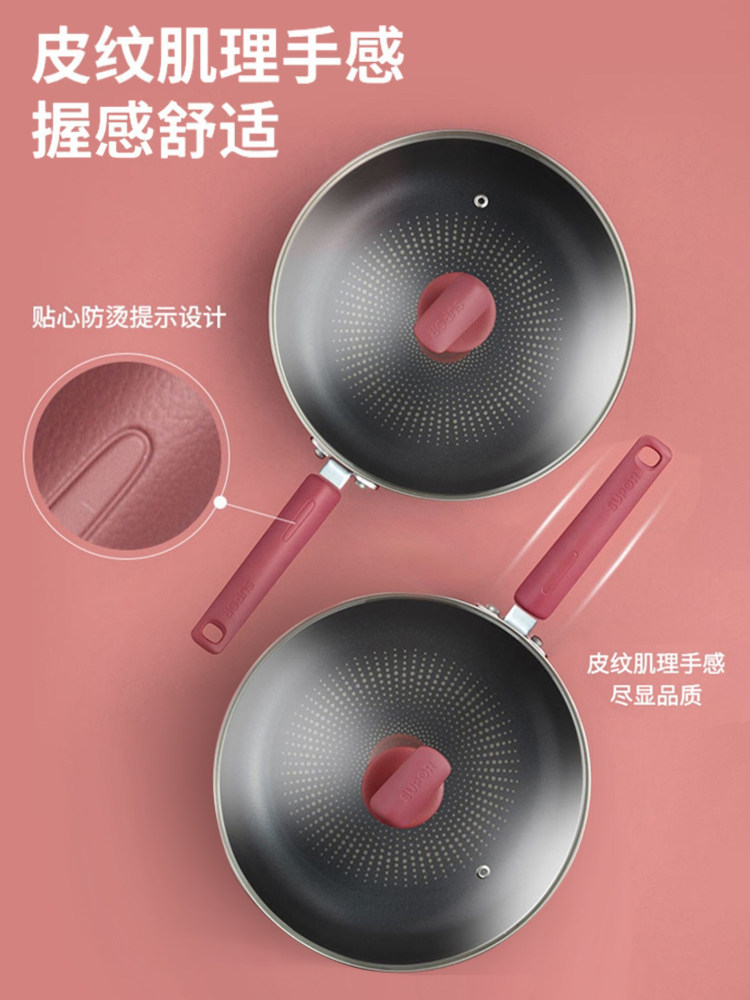 Supor Oil-Absorbing Frying Pan, Flat Frying Pan for Home Use, Fire-Red Dot Steak Frying Pan, Pancake Frying Pan, Non-Stick Pan, Universal Pan