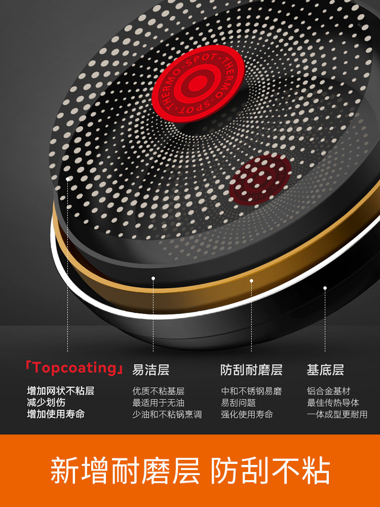 Supor Flat Non-Stick Frying Pan, Oil-Collecting Frying Pan, Suitable for Home Use, Gas Stove and Induction Cooker Compatible