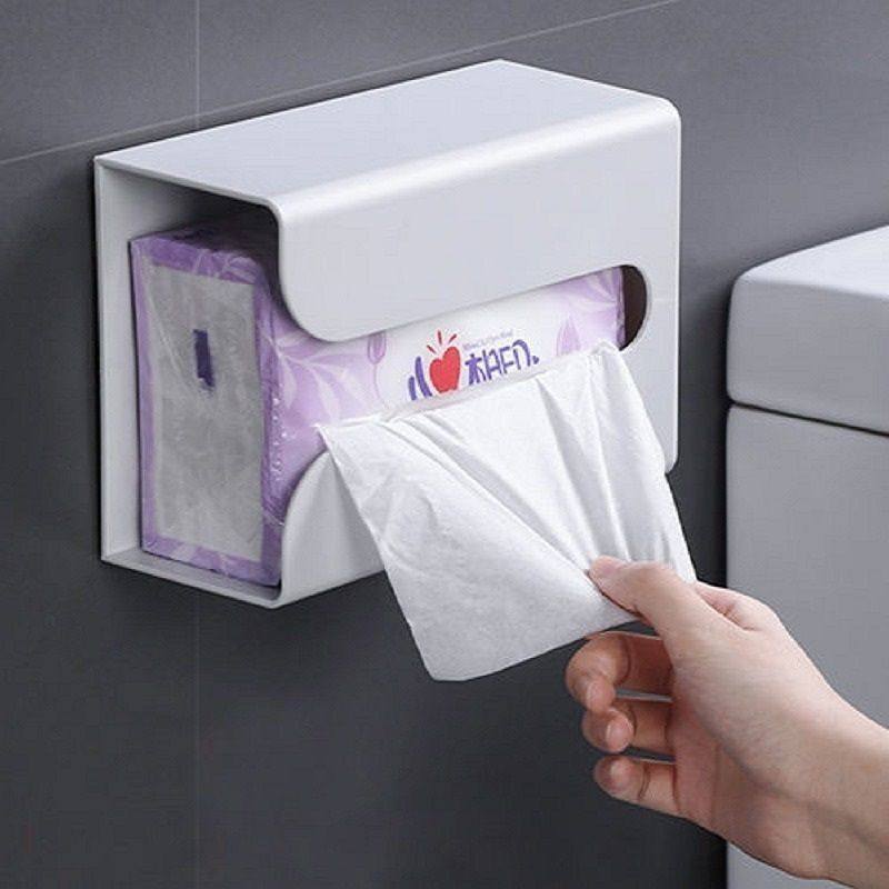 Toilet tissue box wall-mounted paper box shelf free punching waterproof storage box napkin box put paper box