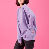 Plus velvet padded sweater womens autumn and winter new warm Korean version of round neck solid color loose thread Womens pullover cotton top