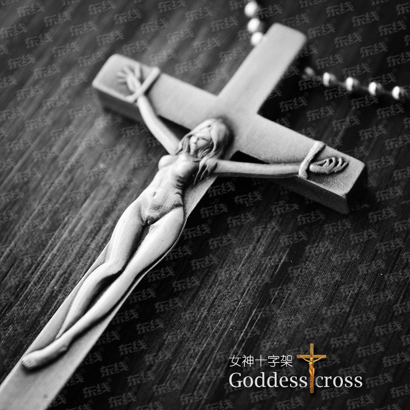Retro Athena Goddess Woman Cross Alloy Necklace Send Titanium Steel Chain