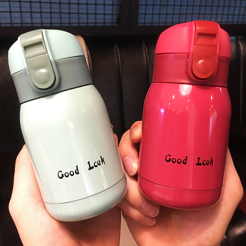 Super Cute Mini Insulation Cup Female Bounce Cover Stainless cute Korea portable small children big belly mug