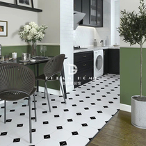 Simple modern small floor tile 300x300 Nordic kitchen bathroom balcony black and white tile toilet non-slip tile