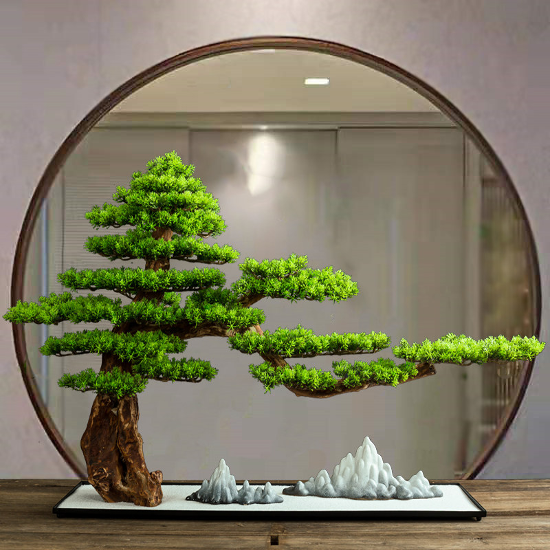Simulation Greet Guest Loose Pendulum pieces Living room Xuanguan False Pine Tree pine tree Scenery Plant New Chinese Cliff Cypress Green Planting Bonsai-Taobao