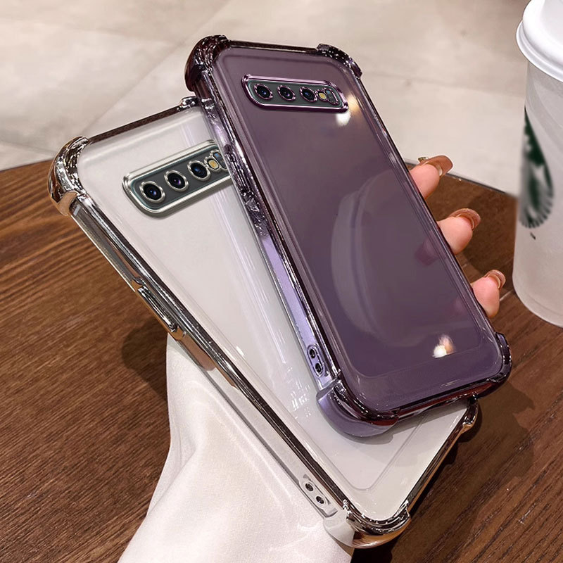 Four-Corner Airbag Anti-Drop Case Suitable for Samsung S10+ Phone, Transparent Galaxy S10+ Protective Cover, S10Plus Soft Simple ins Style Full-Cover Soft Shell Tpu Silicone Personalized Internet Celebrity Cute Couple Four-Corner Airbag Anti-Drop Case Suitable for Samsung S10+ Phone, Transparent Galaxy S10+ Protective Cover, S10Plus Soft Simple ins Style Full-Cover Soft Shell Tpu Silicone Personalized Internet Celebrity Cute Couple