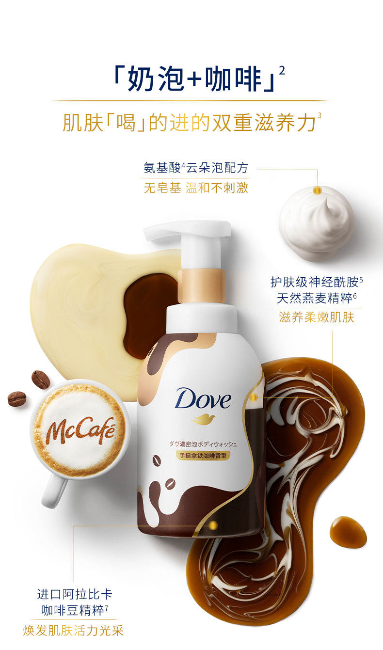 多芬 咖啡泡泡 氨基酸拿铁沐浴露 400ml*2 图3