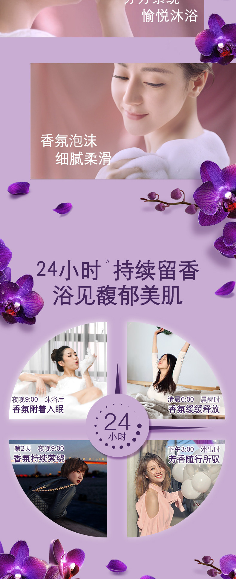 LUX力士 留香精油香氛幽莲+嫩肤沐浴露 600g*3瓶+补充装共2640g 图5