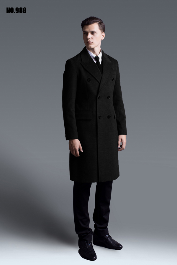 S 6XL ! Classic Style Mens Slim Wool Trench Coat Male Cashmere Long ...