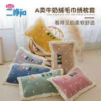 Nordic cute cartoon rabbit dinosaur milk cashmere pillowcase autumn and winter thickened warm single childrens pillowcase