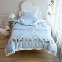 60 whole cotton A class of children cartoon Three sets kindergarten quilt cover 120 * 150 pure cotton student dormitory bed linen