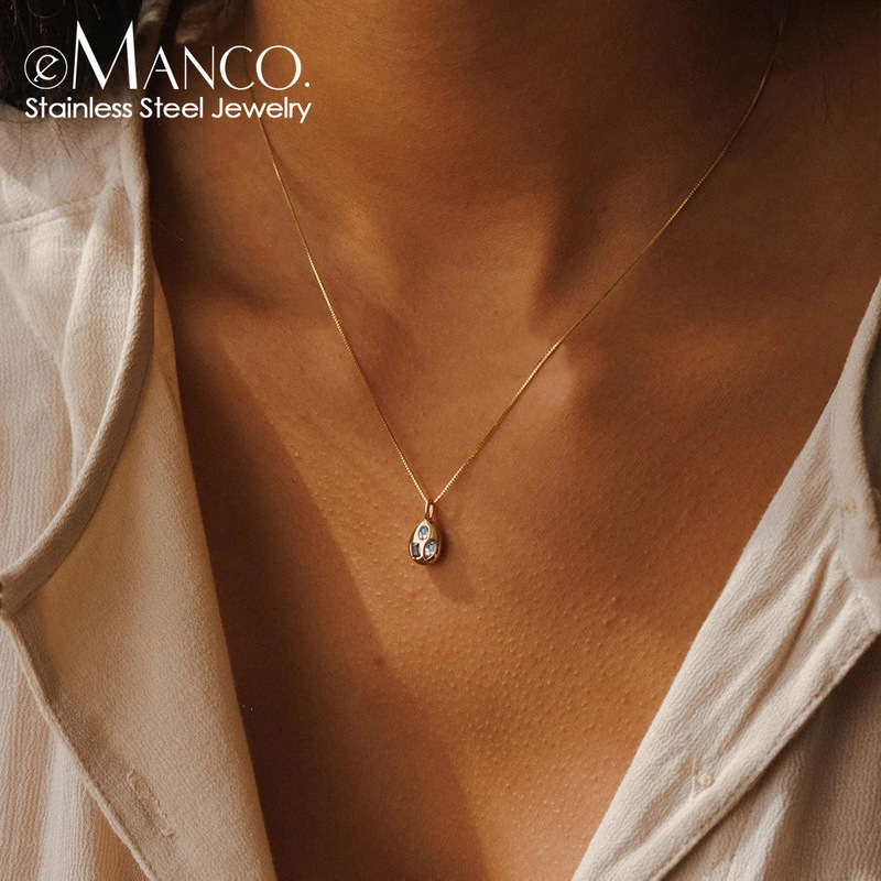 Anti-Fading, Can Be Washed Without Losing Color, Vacuum Electroplated Titanium Steel, Light Luxury Water Drop Sparkling Diamond Pendant, New Style Women's Necklace Anti-Fading, Can Be Washed Without Losing Color, Vacuum Electroplated Titanium Steel, Light Luxury Water Drop Sparkling Diamond Pendant, New Style Women's Necklace