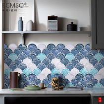 Mosaic minimalist Nordic fish scale ceramic Kitchen Balcony Toilet Wall Sticker 3D Solid wall Brick Genguan Tile