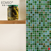 Nordic grass green glass mosaic kitchen and bathroom balcony bathroom floor tiles wall tiles hotel pastoral pool tiles