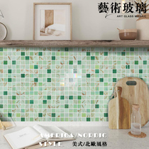 Pastoral style small fresh light green art glass mosaic swimming pool bathroom waterproof non-slip wall tiles kitchen tiles