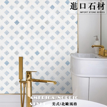 American Imported Blue Stone Mosaic Tiles Kitchen Guard Restaurant Hotel Background Wall Marble Nordic Toilet