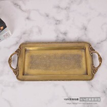 India imported pure copper fruit plate binaural carved tray model room Villa hotel desktop coffee table decorative ornaments