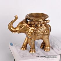 India imported American brass elephant candlestick Hotel club villa model room pure Copper home soft decoration