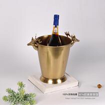India imported handmade brass boutique deer head large ice bucket ice bucket model room decoration accessories