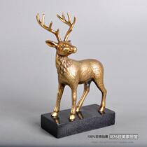 European and American French living room decoration creative lucky deer handicraft decoration India imported pure copper brass model pieces