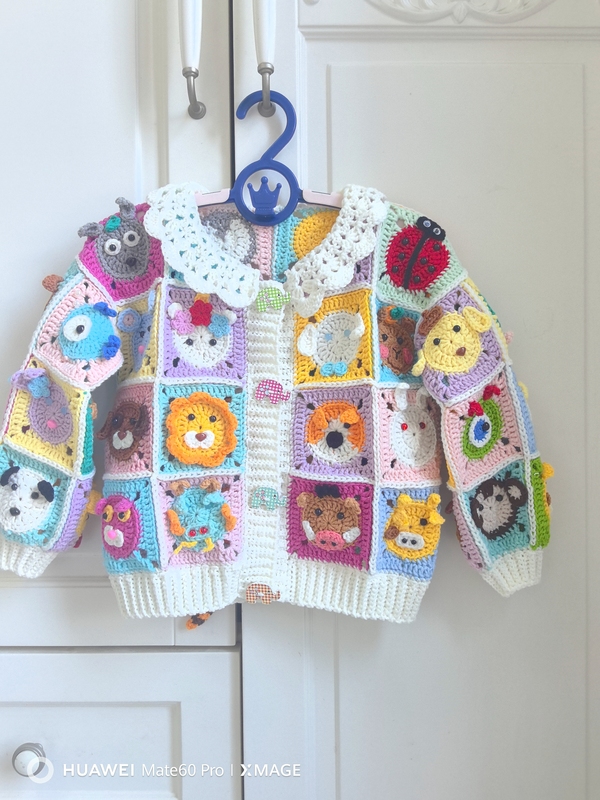 Xiao Zhuzhu's Zoo Long-Sleeved Cardigan Video Tutorial Material Package Is Not a Finished Product and Requires You to Crochet It Yourself