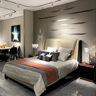 Italian Accessible Luxury Leather Bed House Large Flat Floor Classy Solid Wood 1.8m Double Bed Classy Master Bedroom Soft Bed