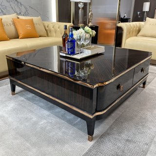 Italian Light Luxury Solid Wood Coffee Table, Simple and Beautiful Post-Modern Long Coffee Table, Neoclassical Coffee Table, Simple and Fashionable Model Room Coffee Table
