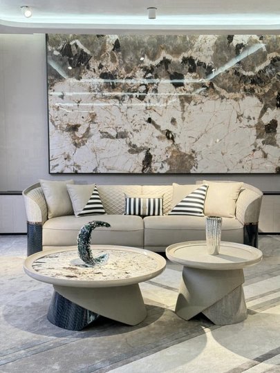 Italian Accessible Luxury Leather Sofa Villa Living Room First Layer Cowhide Suitable for Givenchy Furniture Bentley Large Flat Sofa