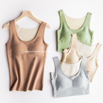 Autumn and winter double-sided velvet bra one-piece warm vest ladies New fever without trace chest pad thermal underwear women