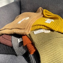 han country single) designer versatile simple hole vertical stripe solid color wool knitted solid color ins scarf