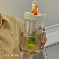 Summer water cup straw cup girls Japanese-style ins wind with tea cups childrens high-value high temperature resistant glass cups