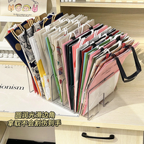 Paper bag storage artifact household paper bag storage rack packaging bag milk tea bag storage box garbage bag shelf bracket