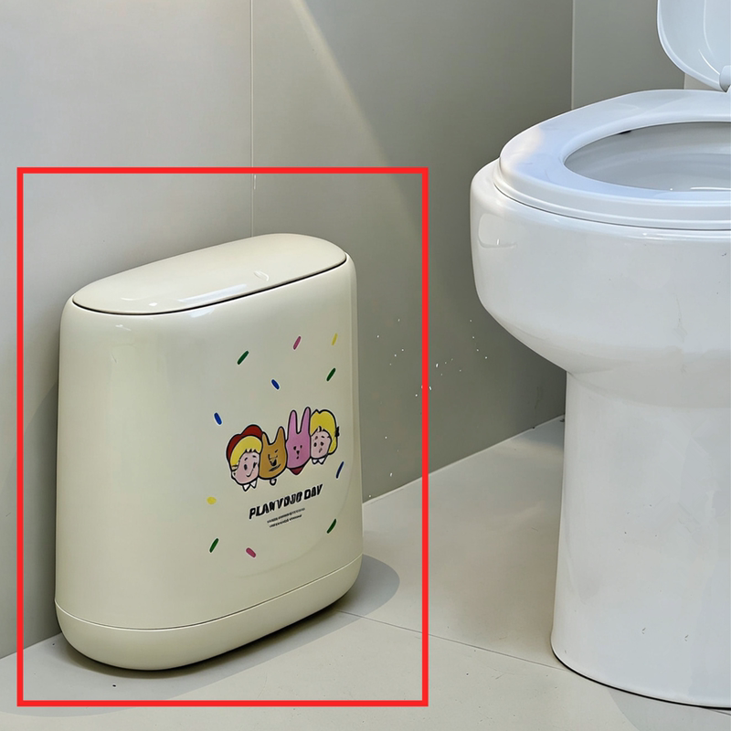 Trash Can for Bathroom, Ultra-Narrow Rectangular with Lid, Odor-Proof, Press-Type Toilet Paper Holder, Non-Dirty Hand Paper Basket