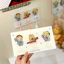 Childrens toothbrush storage rack with good looks and cute cartoon punch-free bathroom electric toothbrush rack for a family of three