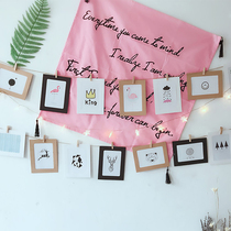 Student dormitory room decoration DIY combination Photo Wall 6 inch photo frame postcard clip hanging hemp rope simple creation