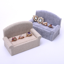Creative sofa jewelry box linen ice velvet couple ring display rack Diamond ring placement shooting props
