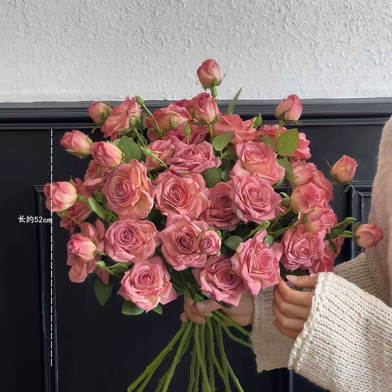Retro Burnt-Edge Pastoral Rose Artificial Bouquet High-End Soft Decoration Living Room Home Furnishings Fake Flower Arrangement Floral Arrangement Retro Burnt-Edge Pastoral Rose Artificial Bouquet High-End Soft Decoration Living Room Home Furnishings Fake Flower Arrangement Floral Arrangement