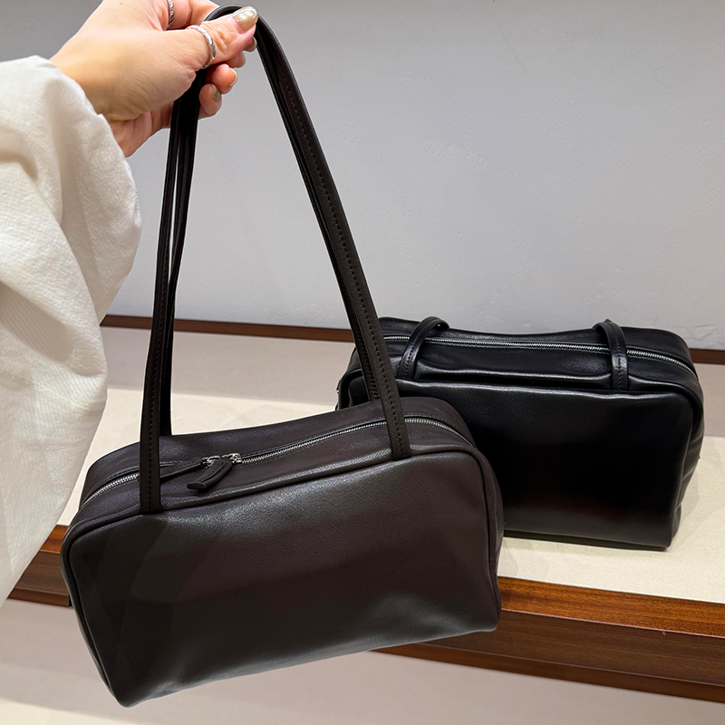 Astra Mini Bowling Bag Small Genuine Leather Jennie Style Minimalist Handbag Shoulder Underarm Commuter Bag for Women