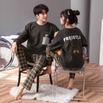 2022 new lovers sleepwear womens spring autumn season pure cotton long sleeves long pants cartoon casual outwear for mens home clothes