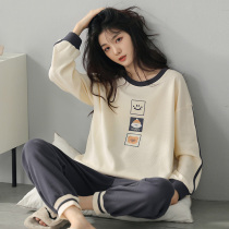 Pure Cotton Pyjamas Woman Fall Long Sleeve Long Pants Loose Can Outwear Casual Sweet and cute Home Suits Two Suits