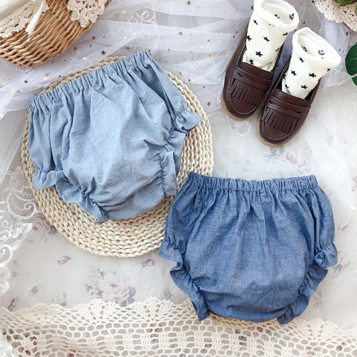 ins Baby Bread Pants Infant Pants Boys and Girls Faux Denim Pure Cotton Shorts Big Pp Shorts for Summer Wear