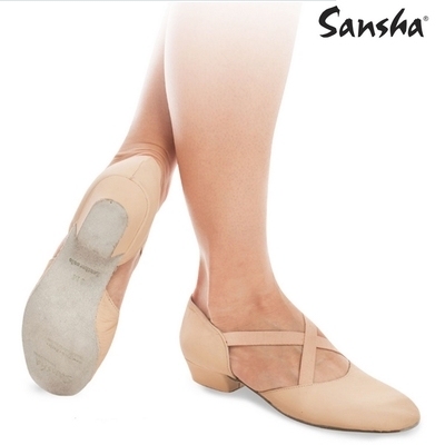 France Sansha Sansha Dance Shoes Ballet Practice Training Shoes Leather Cross with teacher shoes T7