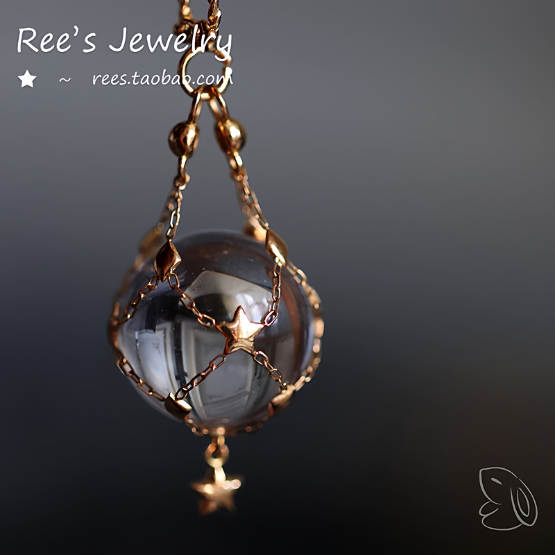 Ree Original. Star Dream Network 18K Gold Pearl Net Crystal Pendant Dream Catcher DIY Detachable Necklace