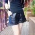 Quần short da nữ mùa thu đông 2017 mới thon eo cao PU size lớn thun co giãn Một từ quần ống rộng phiên bản Hàn Quốc của quần ống thủy triều Quần short