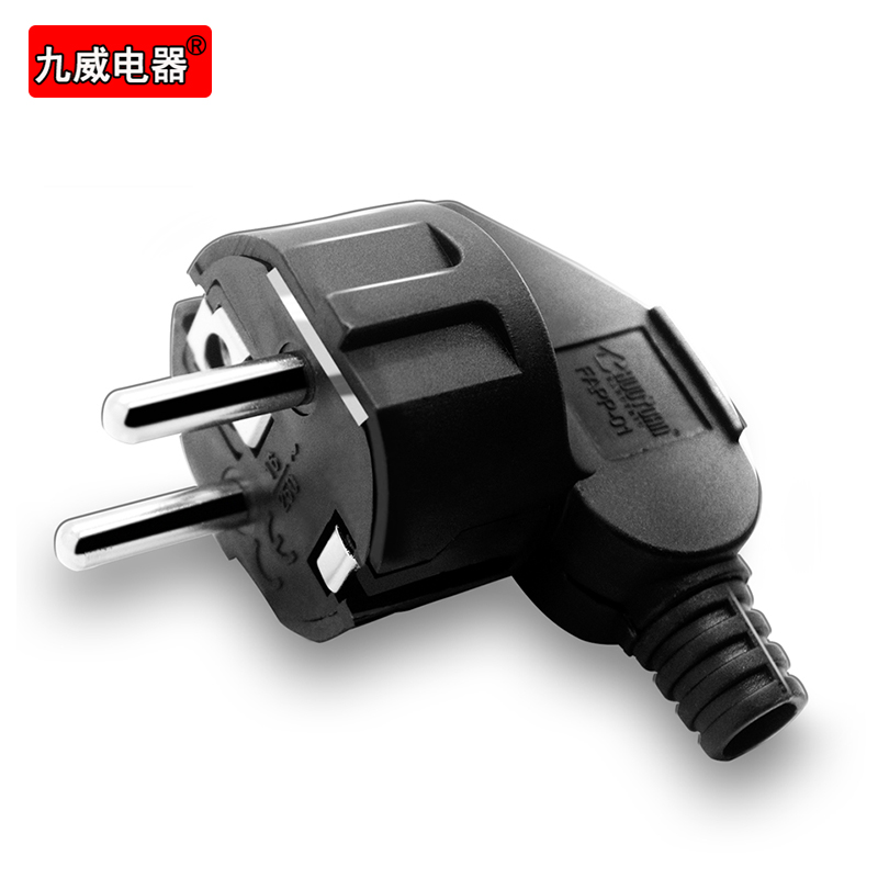 French power plug 16A European regulation two round belt grounding elbow European standard wiring Korea Germany Russia plug
