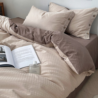 Light Luxury Jacquard 60-Count Long-Staple Cotton Four-Piece Bedding Set 100% Pure Cotton High-End Bedding Men's Duvet Cover Bed Sheet 4