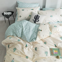 ins nhỏ tươi bông denim khăn trải giường cotton quilt ba mảnh giường ký túc xá Giường Mikasa 4 - Bộ đồ giường bốn mảnh chăn ga cao cấp