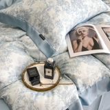 Летний шелковый комплект, простыня, пододеяльник, шелковистая шелковая кровать, 4 предмета, изысканный стиль, постельные принадлежности