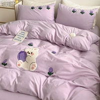 Fine Rabbit-Purple [100%цельная хлопковая вода для мытья хлопковая изящная вышивка технологии