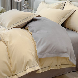 Simple Pure Cotton 100 Brushed Thickened Four-Piece Bedding Set, All-Cotton High-End Feel, Bed Sheet, Winter Duvet Cover, Fitted Sheet 4