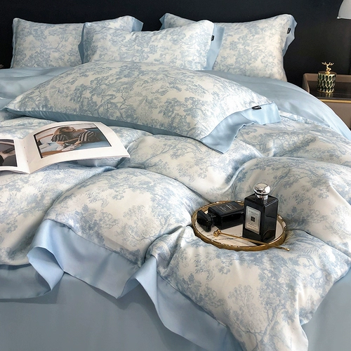 Летний шелковый комплект, простыня, пододеяльник, шелковистая шелковая кровать, 4 предмета, изысканный стиль, постельные принадлежности